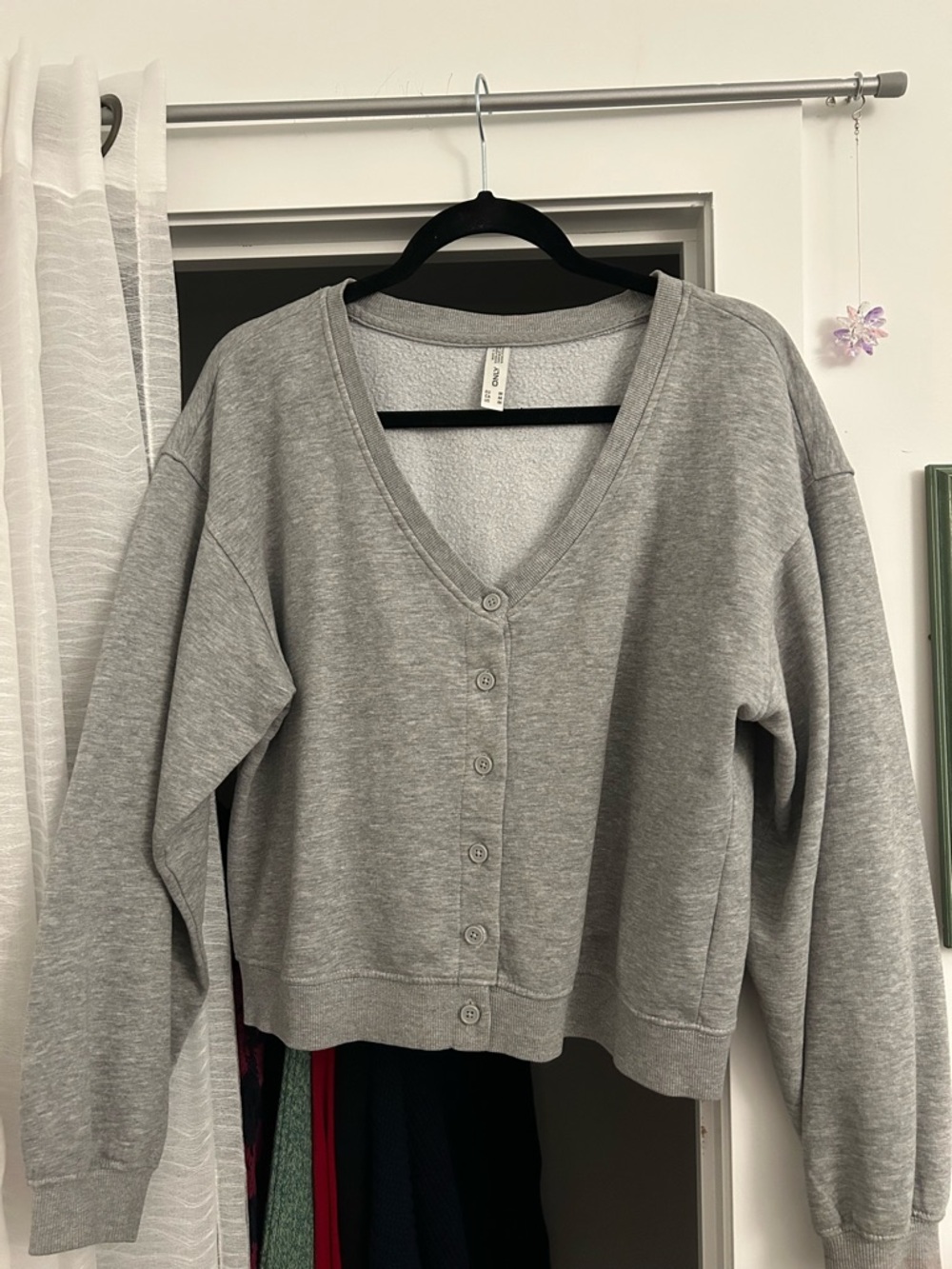 Only Gray V-Neck Button Cardigan